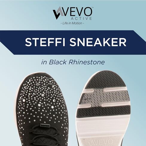 حذاء رياضي نسائي Vevo Active من Steffi حجر الراين سهل الارتداء ومزين بأحجار الراين in Kuwait