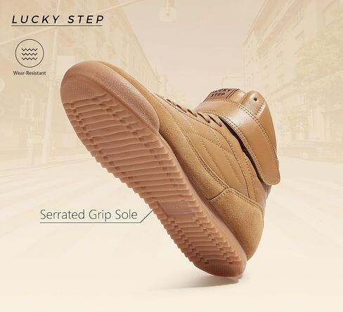 LUCKY STEP Women's High Top Sneakers Hook and Loop Lace Up Fashion Basketball Ankle Boots Skate Tennis Shoes Walking Casual Shoes in Saudi Arabia