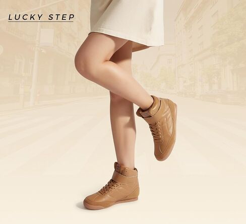 LUCKY STEP Women's High Top Sneakers Hook and Loop Lace Up Fashion Basketball Ankle Boots Skate Tennis Shoes Walking Casual Shoes in Saudi Arabia