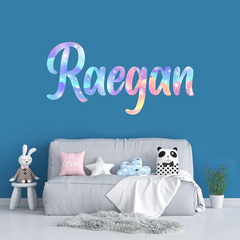 Colorful Magic Fairy Custom Name Wall Decal - Girls Wall Decor - WM117. Personalized Removable Nursery Sticker for Girls - Mural Room Decor for Kids in Saudi Arabia