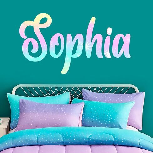 Colorful Magic Fairy Custom Name Wall Decal - Girls Wall Decor - WM117. Personalized Removable Nursery Sticker for Girls - Mural Room Decor for Kids in Saudi Arabia