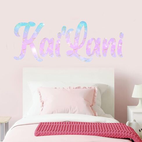 Colorful Magic Fairy Custom Name Wall Decal - Girls Wall Decor - WM117. Personalized Removable Nursery Sticker for Girls - Mural Room Decor for Kids in Saudi Arabia