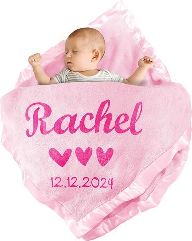DayOfShe Personalized Name Blankets for Baby Girls Boy Gifts Custom Baby Name Blankets for Newborn Baby Shower Christmas Girl Gifts in Kuwait