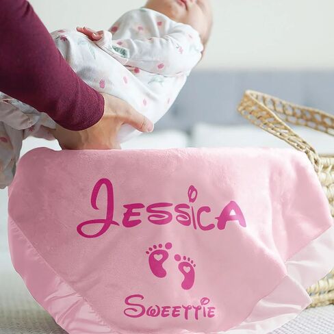 DayOfShe Personalized Name Blankets for Baby Girls Boy Gifts Custom Baby Name Blankets for Newborn Baby Shower Christmas Girl Gifts in Kuwait