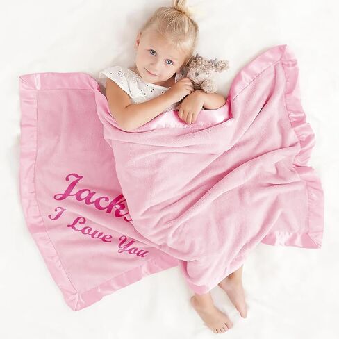 DayOfShe Personalized Name Blankets for Baby Girls Boy Gifts Custom Baby Name Blankets for Newborn Baby Shower Christmas Girl Gifts in Kuwait