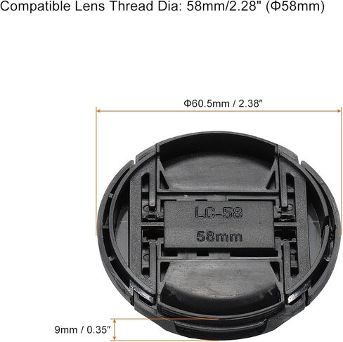 Camera Lens Cap, 2 Pack Center Pinch Front Lens Cover with Cap String/Microfiber Cleaning Cloth for 58mm Thread Universal DSLR Lenses for Nikon, for Fujifilm, for Pentax, for Leica in Saudi Arabia