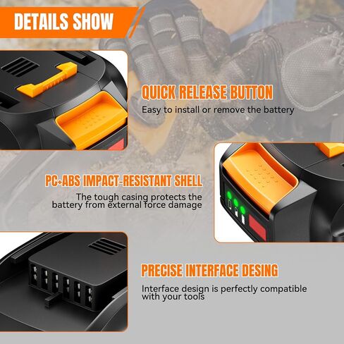 【سعة عالية】 2 عبوة 10.0 أمبير كحد أقصى WA3520 بديلة لبطارية ليثيوم أيون Worx 20 فولت متوافقة مع أدوات الطاقة اللاسلكية WG151 WG151.5 WG155 WG155.5 WG251 WG251.5 WG255 WG540 WG540.5 WG890 WG891 in Kuwait