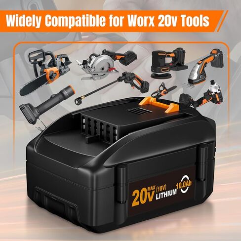 【سعة عالية】 2 عبوة 10.0 أمبير كحد أقصى WA3520 بديلة لبطارية ليثيوم أيون Worx 20 فولت متوافقة مع أدوات الطاقة اللاسلكية WG151 WG151.5 WG155 WG155.5 WG251 WG251.5 WG255 WG540 WG540.5 WG890 WG891 in Kuwait