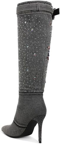 London Rag Cornik Multi Color Stones Denim Boots in Saudi Arabia