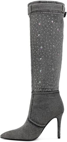 London Rag Cornik Multi Color Stones Denim Boots in Saudi Arabia
