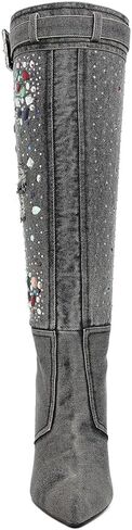 London Rag Cornik Multi Color Stones Denim Boots in Saudi Arabia