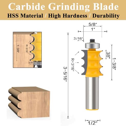 TAIWAIN 5PCS النجارة راوتر بت مجموعة 1/2 بوصة عرقوب، إطار الصورة المعمارية باب خزانة درج صب راوتر بت طحن القاطع، الخشب ميتري كربيد CNC أداة القطع (F-LE1) in Kuwait