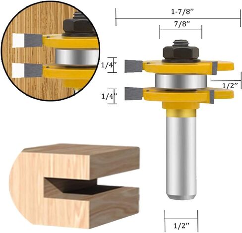 TAIWAIN 5PCS النجارة راوتر بت مجموعة 1/2 بوصة عرقوب، إطار الصورة المعمارية باب خزانة درج صب راوتر بت طحن القاطع، الخشب ميتري كربيد CNC أداة القطع (F-LE1) in Kuwait