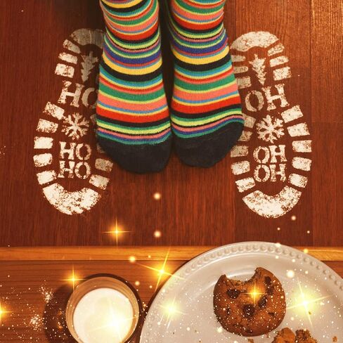 Santa Footprint Stencil Kit with Magic Powder – Reusable Santa Boot Print Templates for Floor – Create Realistic Santa Tracks for Kids on Christmas Morning – Christmas Footprints Decoration in Saudi Arabia