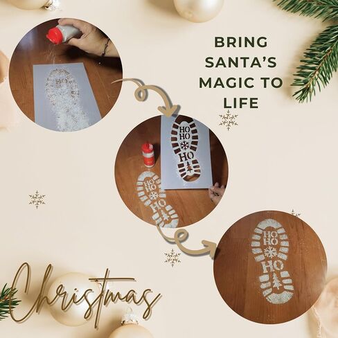 Santa Footprint Stencil Kit with Magic Powder – Reusable Santa Boot Print Templates for Floor – Create Realistic Santa Tracks for Kids on Christmas Morning – Christmas Footprints Decoration in Saudi Arabia
