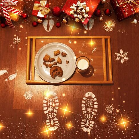 Santa Footprint Stencil Kit with Magic Powder – Reusable Santa Boot Print Templates for Floor – Create Realistic Santa Tracks for Kids on Christmas Morning – Christmas Footprints Decoration in Saudi Arabia