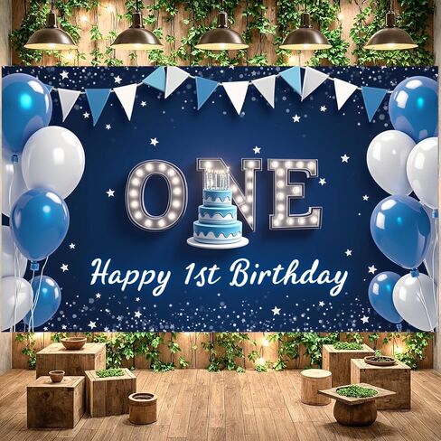 First Birthday Birthday Blue 1st Birthday Party Decoration Event Decoration Lighting Effect for Holiday Celebration Photo Shoot in Saudi Arabia