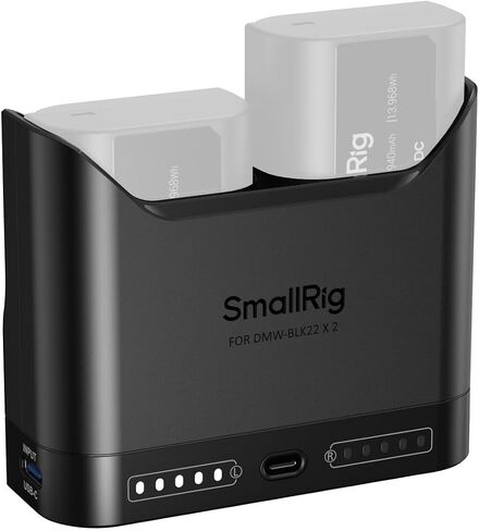 SMALLRIG DMW-BLK22 Battery Charger for Panasonic, 2h Dual Slot Camera Charger with 22.5W USB-C Charging Port, Full Compatible with Panasonic Lumix GH5, GH5 II, GH6, GH7, S5, S5 II, S5 IIX, S9, G9 II in Saudi Arabia