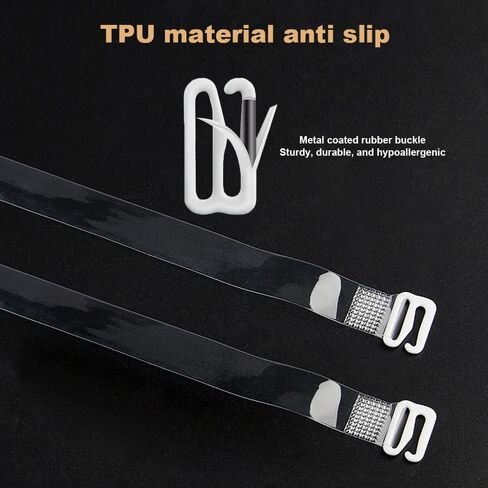 3 Pairs Clear Bra Straps, Invisible Adjustable Non - Slip Transparent Shoulder Straps TPU Shoulder Straps for Women and Girls - Adjustable Replacement for Strapless Bras (1.8*40 cm / 0.71*15.74 In) in Saudi Arabia