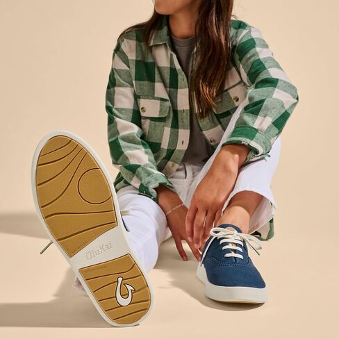 OLUKAI Kohu Women's Everyday Sneaker, Lightweight Canvas & Classic Lace-Up Design, All-Day Comfort & Support in Saudi Arabia