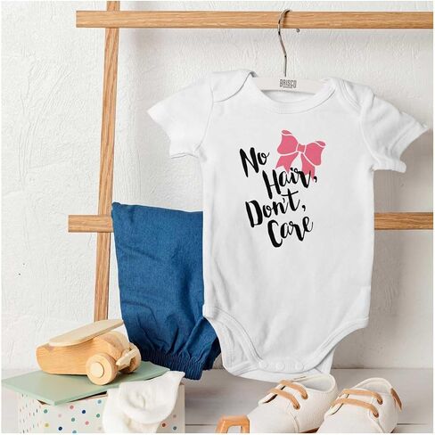 No Hair Don't Care Bald Adorable Baby Bodysuit Jumper Girls in Saudi Arabia