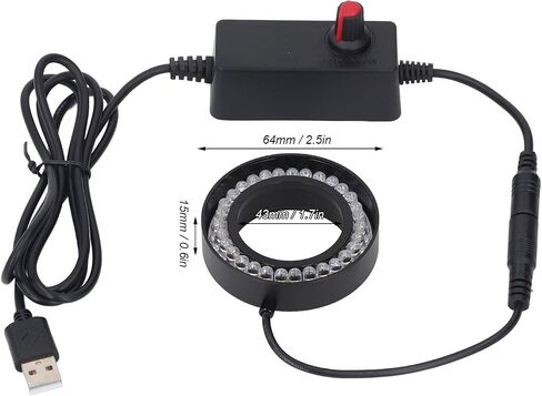 مصباح Fafeicy 31 LED، مصباح تعبئة دائري سطوع قابل للتعديل مع طاقة USB لمجهر ستيريو أحادي العين مقاس 46 مم، معدات بصرية للكاميرا الصناعية in Saudi Arabia