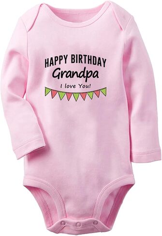 iDzn Happy Birthday Grandpa I Love You Novelty Rompers, Newborn Baby Bodysuits, Infant Jumpsuits, Toddler Kids Long Clothes in Saudi Arabia