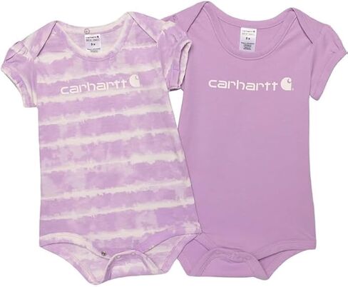 Carhartt 9840 Infant, Newborn Baby Girls' Newborn Infant Tie Dye Print 2-pack Bodysuit, Lupine Purple, 3 months (3M) in Saudi Arabia