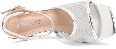 MAIERNISI JESSI Womens Mesh Kitten Heel Sandals Square Open Toe Buckle Ankle Strap Summer Dressy Shoes in Saudi Arabia