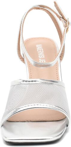 MAIERNISI JESSI Womens Mesh Kitten Heel Sandals Square Open Toe Buckle Ankle Strap Summer Dressy Shoes in Saudi Arabia