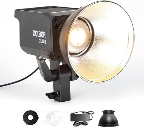 Continuous LED Video Light, Colbor CL100 100W 2700-5600K Bowens Mount Bi-Colored APP Cotrol CRI 97+ 10123Lux @3.28ft with Standard Refelctor for YouTube Studio in Kuwait