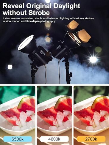 Continuous LED Video Light, Colbor CL100 100W 2700-5600K Bowens Mount Bi-Colored APP Cotrol CRI 97+ 10123Lux @3.28ft with Standard Refelctor for YouTube Studio in Kuwait