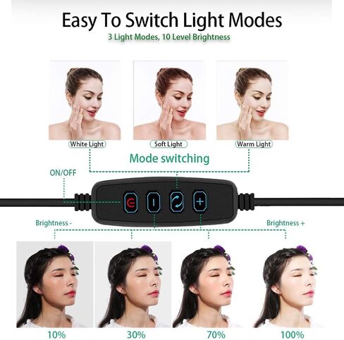 Ring Light LED Fill Light Dimmable Adjustable Brightness 3 Modes 10 Levels Shadow Lighting for Live Streaming Makeup Video Aluminum Alloy Stand 22cm in Saudi Arabia