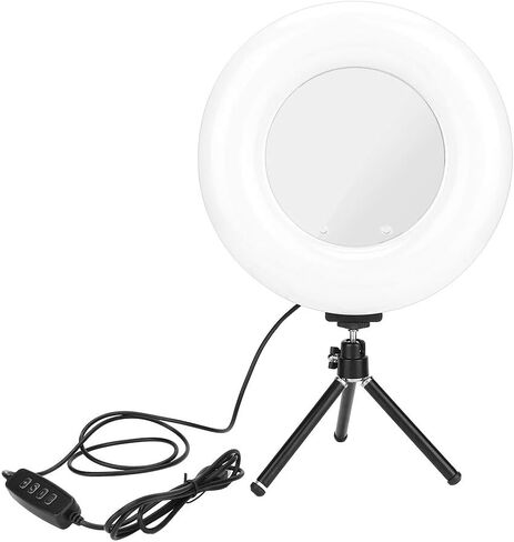 Ring Light LED Fill Light Dimmable Adjustable Brightness 3 Modes 10 Levels Shadow Lighting for Live Streaming Makeup Video Aluminum Alloy Stand 22cm in Saudi Arabia