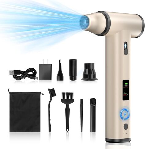Electric air Duster with Fast Charger (5V/2A),150000 RPM High Rechargeable Brushless Motor Durable Blower, 10000mAh Aluminum Alloy Compressed Air Duster with LCD Screen for PC,Car,Outdoor in Saudi Arabia