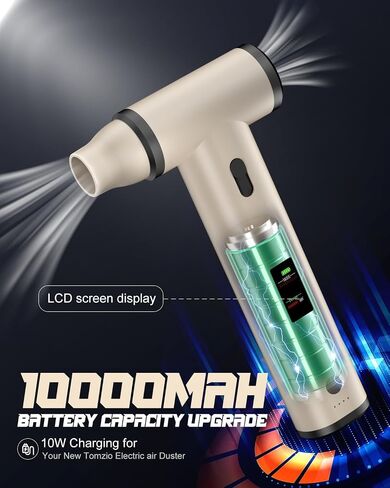 Electric air Duster with Fast Charger (5V/2A),150000 RPM High Rechargeable Brushless Motor Durable Blower, 10000mAh Aluminum Alloy Compressed Air Duster with LCD Screen for PC,Car,Outdoor in Saudi Arabia