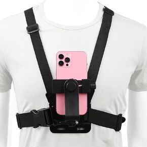 Mobile Phone Chest Mount Harness – Adjustable Strap Holder with Secure Clip for Smartphones & Action Cameras, Hands-Free POV Recording for Cycling, Hiking, Fishing, Vlogging & Outdoor Adventures in Kuwait