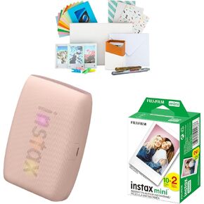 طابعة Fujifilm Instax Mini Link 3 المدمجة للهواتف الذكية مع تطبيق Instax AiR Studio (وردي وردي) مع مجموعة أفلام بولارويد لكاميرا التركيز وحزمة أفلام Fujifilm Instax Mini Twin (3 قطع) in Saudi Arabia