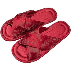 Premium Luxury Satin Silk Embroidery All Seasons Comfort Women's House Slippers Non Slip Indoor Soft Home Slip On Shoes in Saudi Arabia