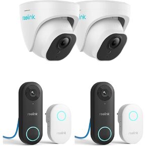 REOLINK 2pcs 8MP PoE Home Security Camera RLC-820A with Smart Person/Vehicle/Pet Detection, 100ft Night Vision,and 2pcs Video Doorbell PoE Camera with Chime V2, 4:3 Aspect Ratio, 180 Degree Diagonal in Kuwait