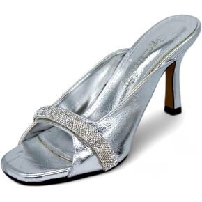 GEMMIFY Women’s Low Heel Sandals – Elegant Silver Sandals for Women with Cushioned Insoles – Comfortable Dress Sandals for Events, Office, and Daily Wear in Kuwait