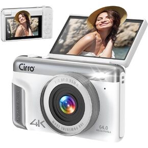 Native 4K Digital Camera Real 21MP CMOS 64MP Images| 3" Flip Screen Vlogging Camera with Built-in Microphone | 16 Retro Filters | Macro & Wide-Angle Lens Support | 32GB&OTG Included in Saudi Arabia