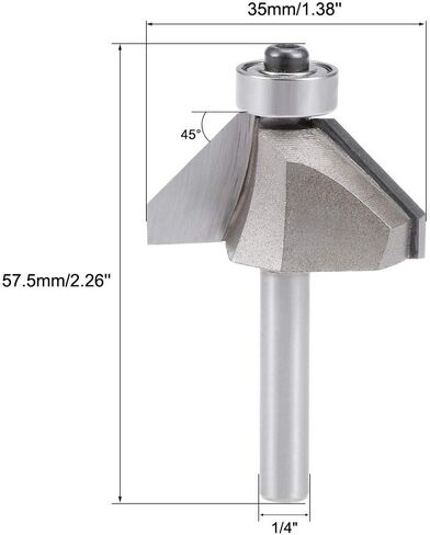 Chamfer Router Bit 45 Degree 1/4" Shank 2/3" Cutting Height Edge Forming Router Bit for Woodworking, 2.26" (57.5mm) Length in Saudi Arabia