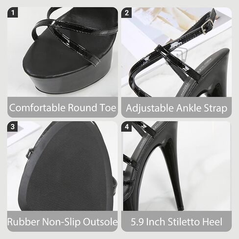 Women'S Strappy Round Open Toe Platform Stiletto Sandals Sexy Adjustable Ankle Strap High Heel Y2k Dress Sandals For Party Prom Party in Saudi Arabia