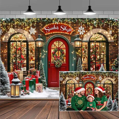 20X10ft Christmas Photography Backdrop Winter Christmas Wooden Window Decoration Kids Photography Backdrop Farmhouse Snow Pine Tree Party Decor Photo Backdrops Cabin Xmas Photo Booth Props Background in Saudi Arabia