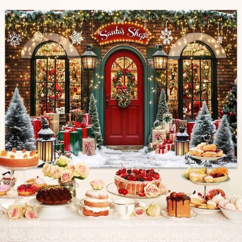 20X10ft Christmas Photography Backdrop Winter Christmas Wooden Window Decoration Kids Photography Backdrop Farmhouse Snow Pine Tree Party Decor Photo Backdrops Cabin Xmas Photo Booth Props Background in Saudi Arabia