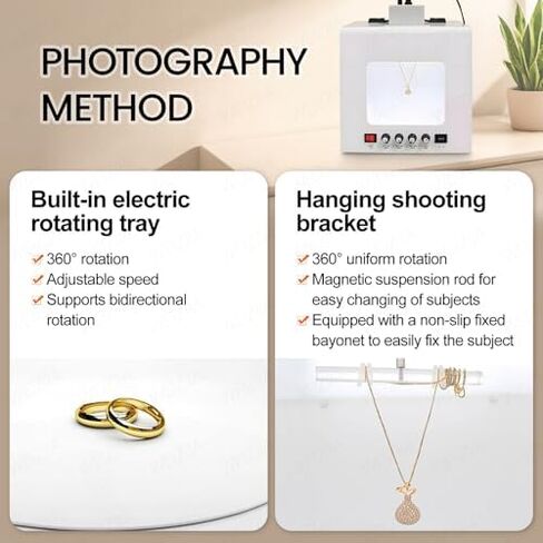 Dimmable Photo Studio Light Box Kit - Jewelry Shooting Tent Softbox with Adjustable Speed Photography Turntable, Supports Hanging for Jewelry, Cosmetics, Crafts TB30 in Saudi Arabia