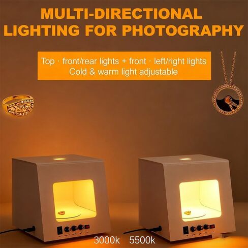 Professional Jewelry Photography Light Box Kit - 360° Electric Rotating, 4 Adjustable Brightness Fill Lights, Mini Softbox Photo Studio for Hanging & Placing Jewelry TB20 in Kuwait
