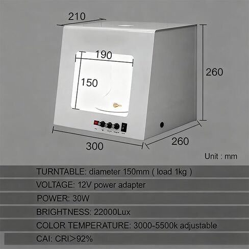 Professional Jewelry Photography Light Box Kit - 360° Electric Rotating, 4 Adjustable Brightness Fill Lights, Mini Softbox Photo Studio for Hanging & Placing Jewelry TB20 in Kuwait