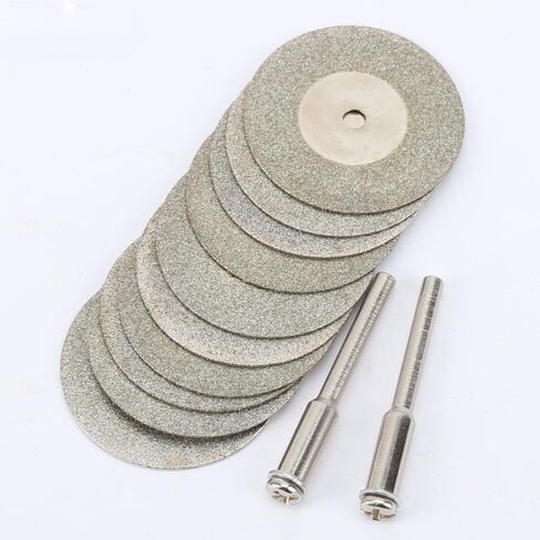 (10+2) pcs 30mm Diamond Cutting Discs Cut Off Mini Diamond Saw Blade with 2pcs Connecting 3mm Shank for Dremel Drill Fit Rotary Tool in Saudi Arabia